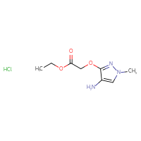 Chemical structure of ethyl 2-[(4-amino-1-methyl-1H-pyrazol-3-yl)oxy]acetate hydrochloride - CSSB21043404881