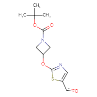 Chemical structure of tert-butyl 3-[(5-formyl-1,3-thiazol-2-yl)oxy]azetidine-1-carboxylate - CSSB20469762697