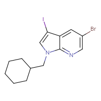 Chemical structure of 5-bromo-1-(cyclohexylmethyl)-3-iodo-1H-pyrrolo[2,3-b]pyridine - CSSB03219875809