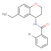 Chemical structure of 2-bromo-N-[(4S)-6-ethyl-3,4-dihydro-2H-1-benzopyran-4-yl]benzamide - CSSB02121821594