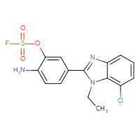 Chemical structure of 2-amino-5-(7-chloro-1-ethyl-1H-1,3-benzodiazol-2-yl)phenyl sulfurofluoridate - CSSB00160575856