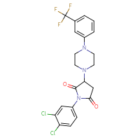 Chemical structure of 1-(3,4-dichlorophenyl)-3-{4-[3-(trifluoromethyl)phenyl]piperazin-1-yl}pyrrolidine-2,5-dione - CSSB00121703451