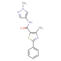Chemical structure of 4-methyl-N-(1-methyl-1H-pyrazol-4-yl)-2-phenyl-1,3-thiazole-5-carboxamide - CSSB00046351056