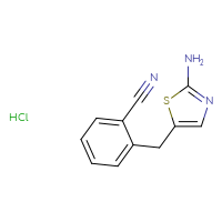 Chemical structure of 2-[(2-amino-1,3-thiazol-5-yl)methyl]benzonitrile hydrochloride - CSSB00134613079