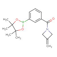 Chemical structure of 3-methylidene-1-[3-(4,4,5,5-tetramethyl-1,3,2-dioxaborolan-2-yl)benzoyl]azetidine - CSSB02148211267
