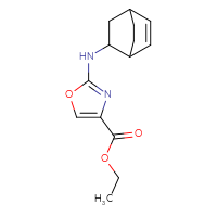 Chemical structure of ethyl 2-({bicyclo[2.2.2]oct-5-en-2-yl}amino)-1,3-oxazole-4-carboxylate - CSSB02010568675