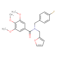 Chemical structure of N-[(4-fluorophenyl)methyl]-N-[(furan-2-yl)methyl]-3,4,5-trimethoxybenzamide - CSSB00027456375