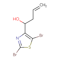 Chemical structure of 1-(2,5-dibromo-1,3-thiazol-4-yl)but-3-en-1-ol - CSSB21246421072