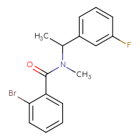 Chemical structure of 2-bromo-N-[1-(3-fluorophenyl)ethyl]-N-methylbenzamide - CSSB06598028285