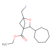 Chemical structure of ethyl 3-cycloheptyl-1-(iodomethyl)-2-oxabicyclo[2.1.1]hexane-4-carboxylate - CSSB06256034135
