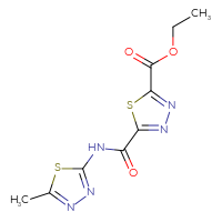 Chemical structure of ethyl 5-[(5-methyl-1,3,4-thiadiazol-2-yl)carbamoyl]-1,3,4-thiadiazole-2-carboxylate - CSSB00020596380