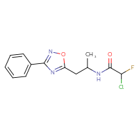Chemical structure of 2-chloro-2-fluoro-N-[1-(3-phenyl-1,2,4-oxadiazol-5-yl)propan-2-yl]acetamide - CSSB21332103019