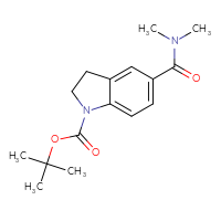 Chemical structure of tert-butyl 5-(dimethylcarbamoyl)-2,3-dihydro-1H-indole-1-carboxylate - CSSB02050520458