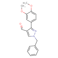 Chemical structure of 1-benzyl-3-(3,4-dimethoxyphenyl)-1H-pyrazole-4-carbaldehyde - CSSB00000261323