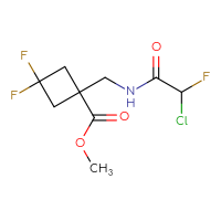 Chemical structure of methyl 1-[(2-chloro-2-fluoroacetamido)methyl]-3,3-difluorocyclobutane-1-carboxylate - CSSB21332118007