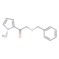 Chemical structure of 2-(benzylsulfanyl)-1-(1-methyl-1H-pyrrol-2-yl)ethan-1-one - CSSB00000247500