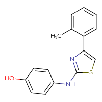 Chemical structure of 4-{[4-(2-methylphenyl)-1,3-thiazol-2-yl]amino}phenol - CSSB21298174691