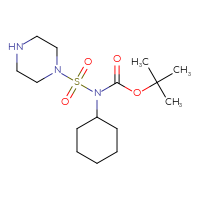 Chemical structure of tert-butyl N-cyclohexyl-N-(piperazine-1-sulfonyl)carbamate - CSMB03496569710