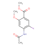 Chemical structure of methyl 4-acetamido-5-iodo-2-methoxybenzoate - CSSB00020637121