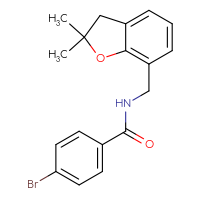 Chemical structure of 4-bromo-N-[(2,2-dimethyl-2,3-dihydro-1-benzofuran-7-yl)methyl]benzamide - CSSB02766938673