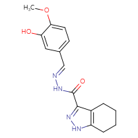 Chemical structure of N'-[(E)-(3-hydroxy-4-methoxyphenyl)methylidene]-4,5,6,7-tetrahydro-1H-indazole-3-carbohydrazide - CSSB00160263304