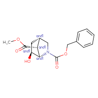 Chemical structure of rac-2-benzyl 7-methyl (1R,4R,6R,7S)-6-hydroxy-2-azabicyclo[2.2.1]heptane-2,7-dicarboxylate - CSSB03608627330