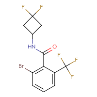 Chemical structure of 2-bromo-N-(3,3-difluorocyclobutyl)-6-(trifluoromethyl)benzamide - CSSB01621924029