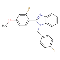 Chemical structure of 2-(2-fluoro-4-methoxyphenyl)-1-[(4-fluorophenyl)methyl]-1H-1,3-benzodiazole - CSSB21531607124