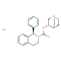 Chemical structure of (1S,3S,4s)-1-azabicyclo[2.2.2]octan-3-yl (1R)-1-phenyl-1,2,3,4-tetrahydroisoquinoline-2-carboxylate hydrochloride - CSSB00159250140