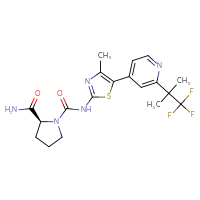 Chemical structure of (2S)-N1-{4-methyl-5-[2-(1,1,1-trifluoro-2-methylpropan-2-yl)pyridin-4-yl]-1,3-thiazol-2-yl}pyrrolidine-1,2-dicarboxamide - CSSB00015188197