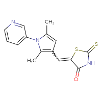 Chemical structure of 5-{[2,5-dimethyl-1-(pyridin-3-yl)-1H-pyrrol-3-yl]methylidene}-2-sulfanylidene-1,3-thiazolidin-4-one - CSSB00020668169