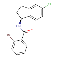 Chemical structure of 2-bromo-N-[(1S)-5-chloro-2,3-dihydro-1H-inden-1-yl]benzamide - CSSB02043251131