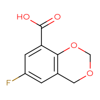 Chemical structure of 6-fluoro-2,4-dihydro-1,3-benzodioxine-8-carboxylic acid - CSSB00000031940