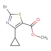 Chemical structure of methyl 2-bromo-4-cyclopropyl-1,3-thiazole-5-carboxylate - CSSB00010274342