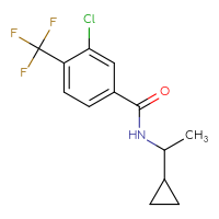 Chemical structure of 3-chloro-N-(1-cyclopropylethyl)-4-(trifluoromethyl)benzamide - CSSB01433992253