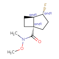 Chemical structure of rac-(1R,4S,5S)-4-fluoro-N-methoxy-N-methylbicyclo[3.2.0]heptane-1-carboxamide - CSSB09888616010