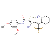 Chemical structure of 3-amino-N-(2,4-dimethoxyphenyl)-4-(trifluoromethyl)-5H,6H,7H,8H-thieno[2,3-b]quinoline-2-carboxamide - CSSB00102540904