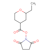 Chemical structure of 2,5-dioxopyrrolidin-1-yl 2-ethyloxane-4-carboxylate - CSSB20270760402
