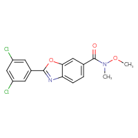 Chemical structure of 2-(3,5-dichlorophenyl)-N-methoxy-N-methyl-1,3-benzoxazole-6-carboxamide - CSSB15591575844