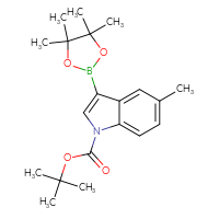 Chemical structure of tert-butyl 5-methyl-3-(4,4,5,5-tetramethyl-1,3,2-dioxaborolan-2-yl)-1H-indole-1-carboxylate - CSSB00150723640