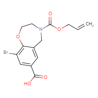 Chemical structure of 9-bromo-4-[(prop-2-en-1-yloxy)carbonyl]-2,3,4,5-tetrahydro-1,4-benzoxazepine-7-carboxylic acid - CSSB06446547058