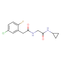 Chemical structure of 2-(5-chloro-2-fluorophenyl)-N-[(cyclopropylcarbamoyl)methyl]acetamide - CSSB06481068034