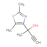 Chemical structure of 2-(2,5-dimethyl-1,3-thiazol-4-yl)but-3-yn-2-ol - CSSB20830348113