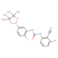 Chemical structure of 1-(3-bromo-2-cyanophenyl)-3-[2-fluoro-5-(4,4,5,5-tetramethyl-1,3,2-dioxaborolan-2-yl)phenyl]urea - CSSB21332156638
