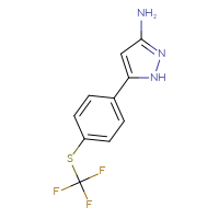 Chemical structure of 5-{4-[(trifluoromethyl)sulfanyl]phenyl}-1H-pyrazol-3-amine - CSSB00103096094