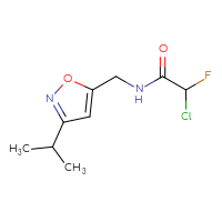 Chemical structure of 2-chloro-2-fluoro-N-{[3-(propan-2-yl)-1,2-oxazol-5-yl]methyl}acetamide - CSSB21332167703