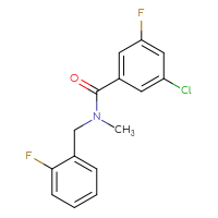 Chemical structure of 3-chloro-5-fluoro-N-[(2-fluorophenyl)methyl]-N-methylbenzamide - CSSB02036978434