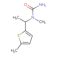 Chemical structure of 1-methyl-1-[1-(5-methylthiophen-2-yl)ethyl]urea - CSSB00015260497