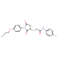 Chemical structure of N-(4-chlorophenyl)-2-{[2,5-dioxo-1-(4-propoxyphenyl)pyrrolidin-3-yl]sulfanyl}acetamide - CSSB00121720811
