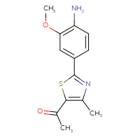 Chemical structure of 1-[2-(4-amino-3-methoxyphenyl)-4-methyl-1,3-thiazol-5-yl]ethan-1-one - CSSB06593815069